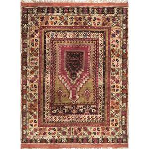 Alfombra de Lana Anudada a Mano Aalam Green Paem-422, Rectangular de 9x12, con Patrón de Medallón, para Decoración de Sala de Estar o Uso en Pasillos - Product Image 1