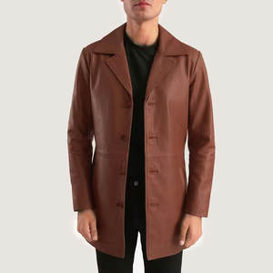 Manteau en cuir pour homme tendance de haute qualité respirant col mandarin fermeture double boutonnage personnalisable confortable - Product Image 3