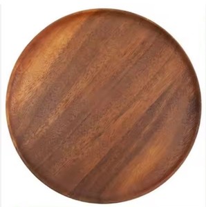 Prix de gros assiette en bois avec bol et plateau en bois assiette en bois artisanale solide de couleur naturelle à bas prix logo accepter western - Product Image 6