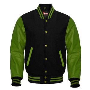 100% Wool <b>Leather</b> Embroidered Patches Chenile Patch Varsity <b>Jackets</b>-Chest Contrast Piping at Collar Ribbed Cuffs Varsity <b>jackets</b> - Product Image 1