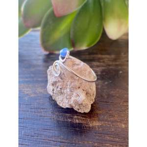 Zuni Handmade Blue <b>Opal</b> & Sterling Silver Moissanite <b>Ring</b> - Product Image 4