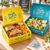 Boîtes à emporter personnalisées AT PACK avec logo pour café, restaurant, salade, burger, dessert, emballage écologique, vente en gros