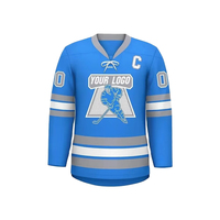 Couleur et design personnalisés, kit d'uniforme BASSE quantité minimale de commande, maillot de hockey sur glace brodé, logo personnalisé, maillot de hockey sur glace à séchage rapide