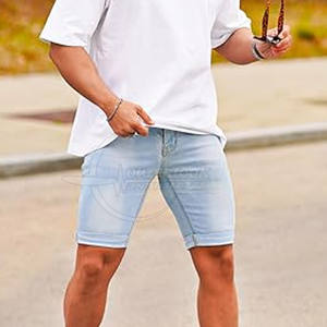 Pantalones cortos vaqueros informales de algodón para hombre con logotipo estampado personalizado Tamaño adulto Patrón sólido Fabricado en Pakistán - Product Image 6