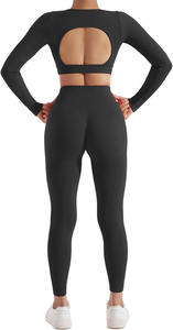 Vêtements de sport de gymnastique professionnels fabriqués en usine pour femmes ensemble de yoga respirant à séchage rapide avec ensembles de yoga à motif solide sans couture - Product Image 2
