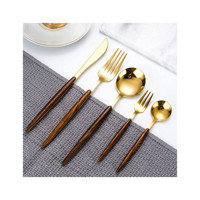 Ensemble de couverts durables en laiton massif, collection 2 Brother's, design classique, 5 pièces, revêtement émaillé violet, couverts personnalisés pour restaurant