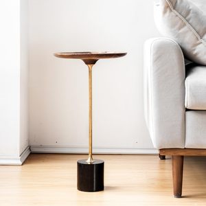 Customized <b>Side</b> <b>Table</b> with Carbon Steel Base Wood <b>Top</b> <b>Side</b> <b>Table</b> for Living Room Drink <b>Tables</b> with <b>Marble</b> Based - Product Image 3