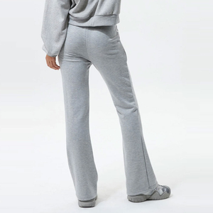 Pantalones deportivos de algodón al por mayor de fabricación para mujer, Pantalones anchos acampanados de yoga, pantalones deportivos de cintura alta con cordón para mujer - Product Image 5