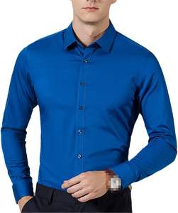 Chemise pour homme, coupe classique, manches longues, couleur unie, 100% coton, décontractée, formelle, séchage rapide, respirante, aiguille. - Product Image 4