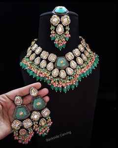 Ensemble de bijoux en alliage Kundan glamour personnalisé indien mariée mode femmes classique mariages fêtes exportateur indien en gros - Product Image 3