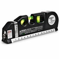 Niveau laser avec ruban à mesurer de 2,5 m, laser croisé et vertical, niveau à bulle à 3 bulles pour la construction, la pose de carreaux et la suspension d'images