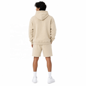 เสื้อฮู้ดดี้สีเบจแบบยูนิเซ็กซ์ ทรงโอเวอร์ไซส์ ผ้าฝ้ายเฟรนช์เทอร์รี่ สไตล์ลำลอง สตรีทแวร์ ชุดลำลองฤดูร้อน ผู้ผลิต OEM จำนวนมาก - Product Image 3