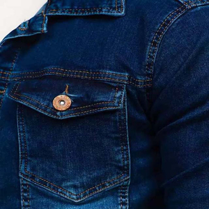 Chaqueta vaquera para hombre, chaqueta vaquera elástica de camionero de algodón con parches personalizados, chaqueta de calle con estilo Premium para hombre - Product Image 4