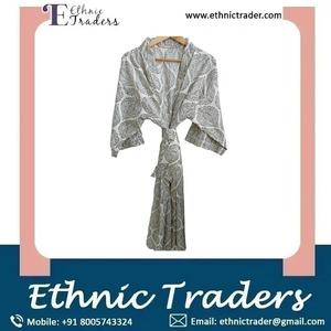Nouveau Style de plage bohème exclusif indien fait à la main bloc imprimé Kimono Robe 100% coton longueur au sol disponible au prix de gros - Product Image 6