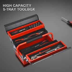 Neatly 3-Layer 5-Tray Multi-Function Tool Box Organizer with Thick Handle-Two Color Combination for Tool Storage