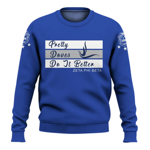 Sweat-shirt à col rond bleu et blanc Zeta Phi Beta 1920 pour femmes, vêtements grecs de sororité, haut brodé - Product Image 1