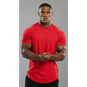 T-shirt de sport pour homme, vêtements de fitness, 100% coton, coupe ajustée, manches courtes, musculation, séchage rapide - Product Image 1