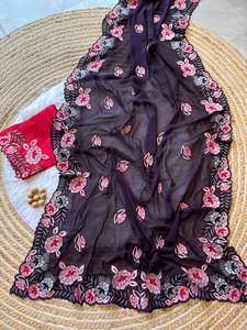 Designer Indian Pakistani Silk Saree Beautiful Chiffon Traditional Style Wedding Party Wear High-quality Modern Designs Wedding - Product Image 3