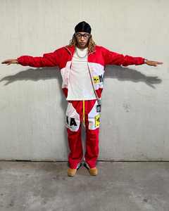 Chaqueta corta cortavientos de dos piezas personalizada, ropa de calle de nailon con cremallera de retazos, chándales, conjunto cortavientos para hombre - Product Image 1