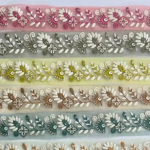 ความหรูหราแบบดั้งเดิม9 mtr. ตาข่ายลูกไม้ลายผีเสื้อปักหลากสีลายดอกไม้3D เรียงตามลำดับตัวเลือกโรแมนติกแบบเรียบง่าย - Product Image 3