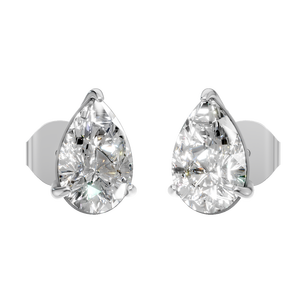 ต่างหูเพชรโมอิสซาไนต์ทรงลูกแพร์แบบโซลิแทร์ ทองคำแท้ 14k คุณภาพสูง สำหรับเป็นของขวัญงานหมั้นหรืองานแต่งงาน - Product Image 1