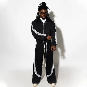 Personalizado de gran tamaño Zip Hoodie Pants Set 500gsm Heavyweight 100% algodón Streetwear Puff diseño de impresión para los hombres para el invierno - Product Image 3