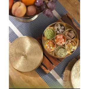 Elegant Gold Masala Keeper with Bright Pattern Lid for Neat <b>Kitchen</b> Use and Party Serving - Product Image 4