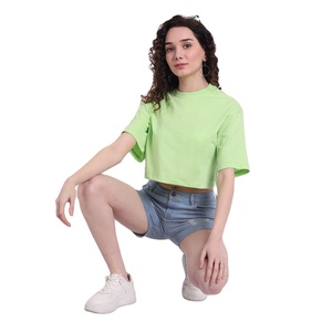 เสื้อยืดครอปผ้าฝ้ายสำหรับผู้หญิง 180 GSM เนื้อผ้านุ่ม ยืดหยุ่น สวมใส่สบาย เหมาะสำหรับฤดูร้อน แขนสั้น แฟชั่นทันสมัย รับผลิตตามแบบ OEM และติดฉลากส่วนตัวสำหรับผู้หญิง - Product Image 2