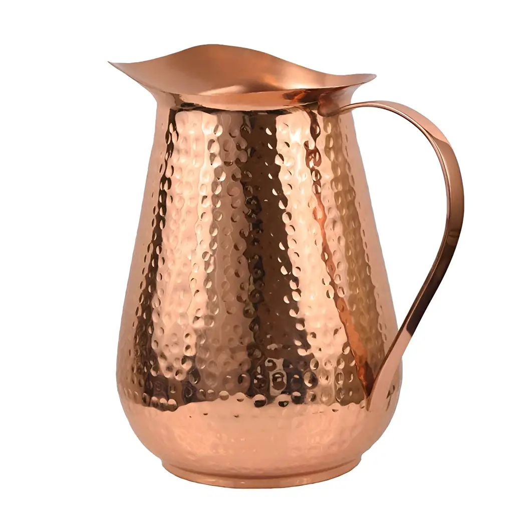 Jarro de cobre puro para água, jarro de cobre com melhor qualidade da Índia, novo design para bebidas de água e leite