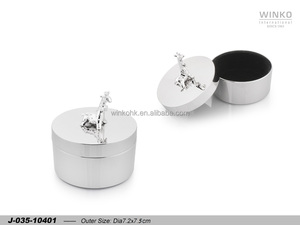 Winko GIRAFFE Metal Jewelry Trinket <b>Keepsake</b> <b>Box</b> Trinket <b>Box</b>, Giraffe, Blk Lining, Nickel, - Product Image 1