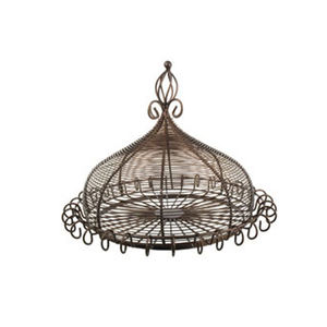 Cesta plegable redonda de hierro forjado con mango de cuero - Product Image 2