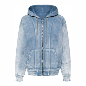 Sweat-shirts à capuche de haute qualité, à fermeture éclair, lourds, avec un design unique et élégant, imprimé d'hiver, épaules tombantes, vente en gros, personnalisés, effet délavé à l'acide - Product Image 1