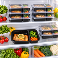 Boîte à lunch rectangulaire jetable de qualité alimentaire à 2 compartiments, compatible micro-ondes, pour les plats à emporter des restaurants