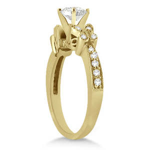 Ensemble de bijoux en or jaune 18 carats, diamant rond, design papillon, bague de mariée (2,21 ct) - Product Image 2