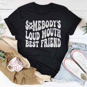 Camiseta de fitness de corte holgado con estampado serigrafiado 'Somebody's Loud Mouth Best Friend', tejido jersey de 240 gramos - Product Image 1