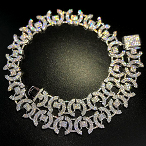 สร้อยคอเงินสเตอริ925สุดหรูสำหรับทั้งชายและหญิงโซ่สไตล์ฮิปฮอปแฟชั่นใหม่เพชรสีขาว10มม. ปรับแต่งได้เสน่ห์ของไม้เพชรเย็น - Product Image 1