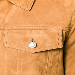 แจ็คเก็ตหนังวัวแท้สไตล์เรียบหรู แฟชั่นฤดูใบไม้ร่วง-ฤดูหนาวใหม่ล่าสุด ปี 2025 พร้อมกระเป๋า ปกตั้ง โลโก้ด้านหน้า - Product Image 5