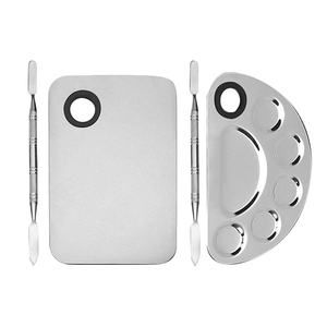 Paleta de mezcla de maquillaje plana con etiqueta personalizada más vendida con acero inoxidable para uso de belleza Paleta de mezcla de maquillaje con logotipo personalizable - Product Image 5