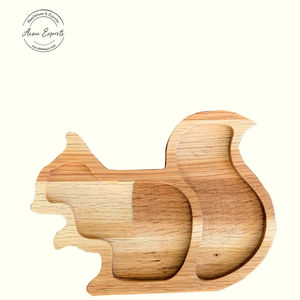 Factory Wholesale Beech Wood <b>Snack</b> Platter Squirrel Shape Serving <b>Tray</b> with Compartment for Serving Dishes and <b>Snacks</b> - Product Image 1