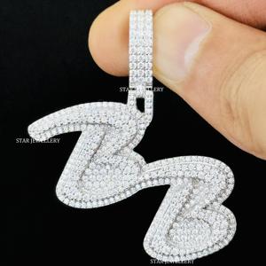 Colgante Personalizado con Letra, Incrustaciones de Moissanita VVS de Corte Brillante, Plata de Ley 925, Chapado en Rodio, Estilo Hip Hop, Unisex, para Ella, para Fiestas - Product Image 4
