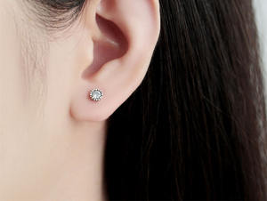 ต่างหูเงินแท้ S925 แบบวงกลมประดับลูกปัด เรียบง่ายและหลากหลายสไตล์ สำหรับผู้หญิง ขายส่งแบบข้ามพรมแดน - Product Image 5