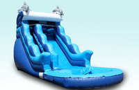 Toboggan aquatique gonflable en forme de dauphin avec piscine, prix d'usine, grands toboggans aquatiques Justfun à vendre