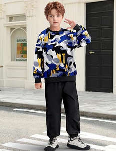 Conjunto de chándal de dos piezas de invierno para niños, Sudadera con capucha, pantalones para correr, poliéster, algodón, transpirable - Product Image 2