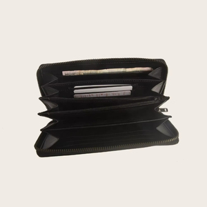 Portefeuille fin en cuir véritable pour homme avec doublure rayée, fermeture pliante, porte-cartes, design minimaliste de petite taille - Product Image 3