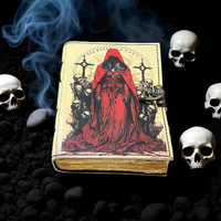 Imprimé Dark horreur Gothique En Cuir Journal Livre des Ombres couverture Rigide Rouge À Capuche Figure Vintage Grimoire Occulte halloween Journal