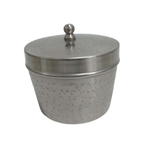 Boîte de rangement de forme ronde en fer de couleur argent ancien de luxe de qualité standard la plus vendue avec couvercle fait à la main personnalisé - Product Image 2