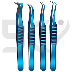 Pinzas injertadas de extensión de pestañas de acero inoxidable para uso en salón de belleza de Color azul ligero recto curvo 2025 - Product Image 6