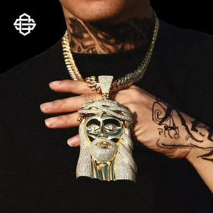 Personalizado Jesús colgante Hiphop Moissanite Iced Out plata chapado en oro collar de cadena cubana para hombres Bling rapero joyería - Product Image 4