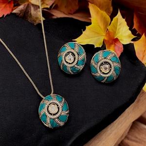 Colgante de lujo con aspecto de piedra, conjunto de collar con pendientes para fiesta, perfecto para uso diario de boda para mujer - Product Image 1