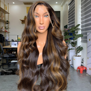 Peluca ondulada U-Part Extensión de cabello de un solo donante Precio al por mayor Color Dark Lace HD Lace.Transparent Lace - Product Image 1